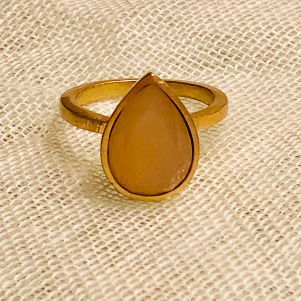 Pink & Gold Teardrop Ring